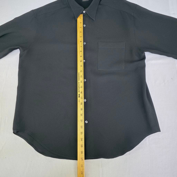 Yamato Japan Shirt Men M Black Textured Long Sleeve Minimalist Quiet Luxury - Picture 7 of 13